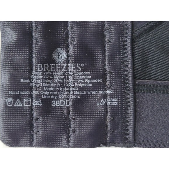 Breezies Black Jacquard Shine Unlined Wirefree Sports Bra 38DD - Picture 6 of 7